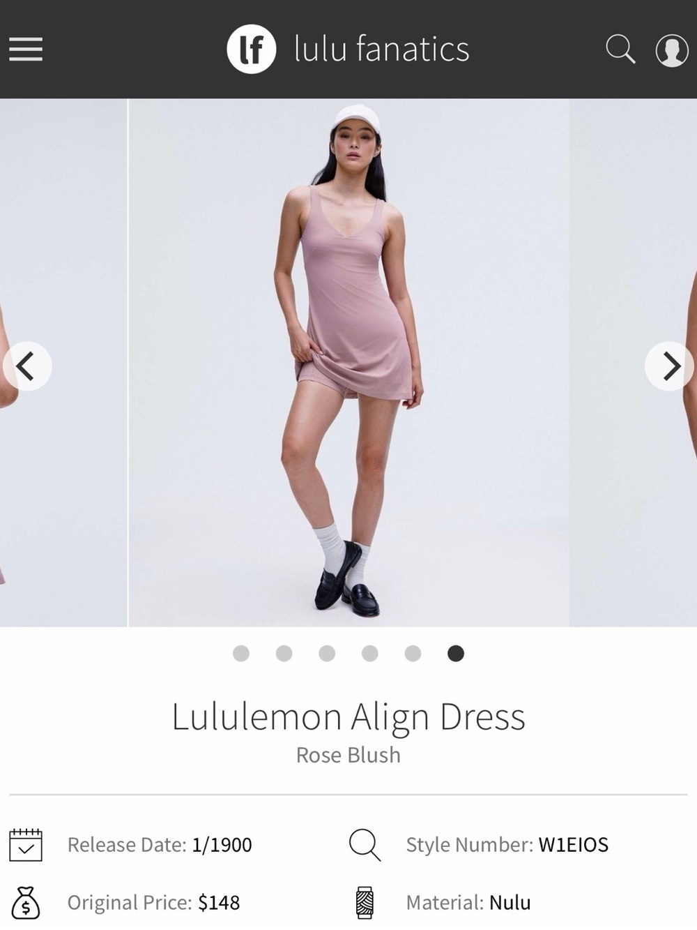 NWT Lululemon Align Dress Rose Blush RSBL Size 4